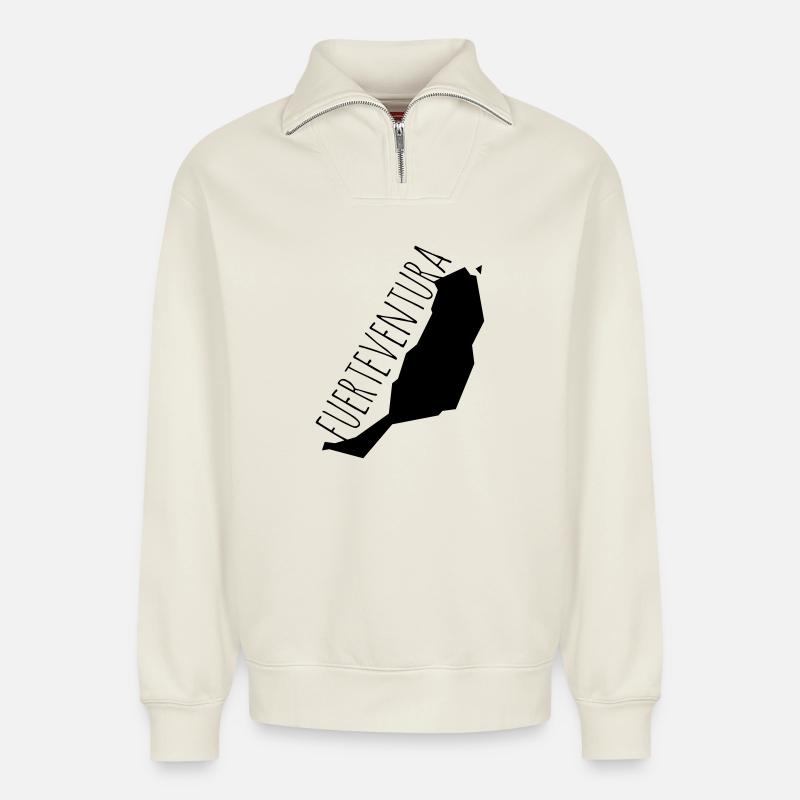 Fuerteventura - Relaxed Unisex Organic Half Zip Sweatshirt – von SPREAD - Naturweiß