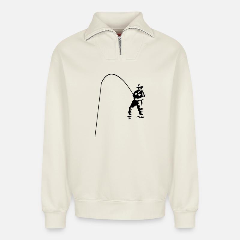 Angler - Relaxed Unisex Organic Half Zip Sweatshirt – von SPREAD - Naturweiß