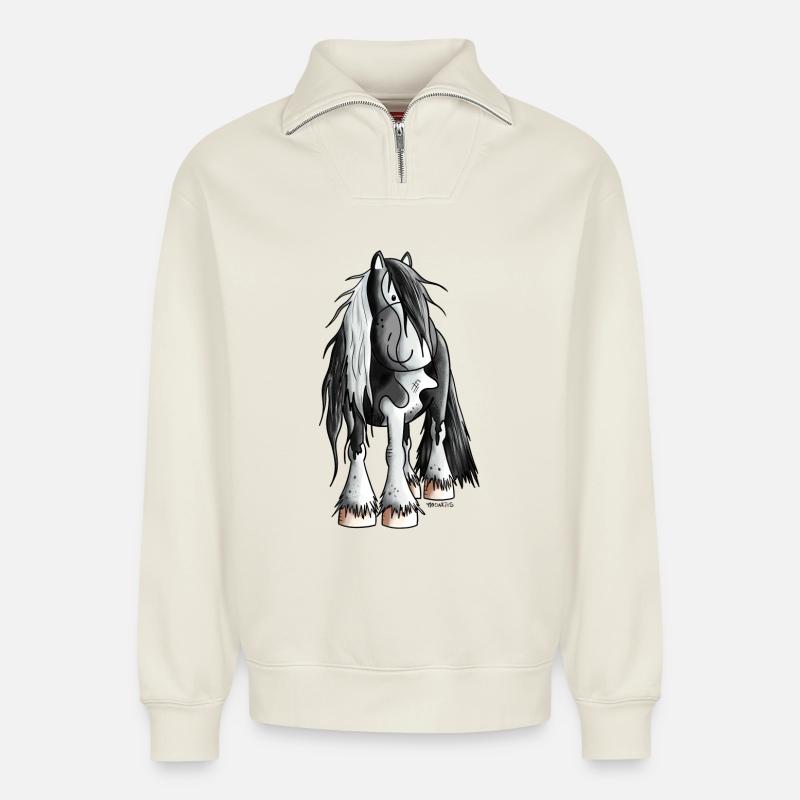 Cute Irish Tinker - Sweat unisexe décontracté en coton biologique à demi-zip – de SPREAD - blanc cassé