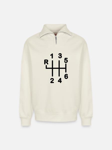 Gearbox 6 speed - Relaxed Unisex Organic Half Zip Sweatshirt – by SPREAD - off white