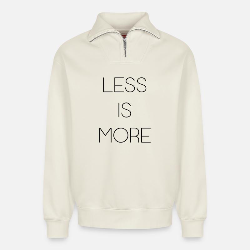 Moins, c’est plus - Sweat unisexe décontracté en coton biologique à demi-zip – de SPREAD - blanc cassé