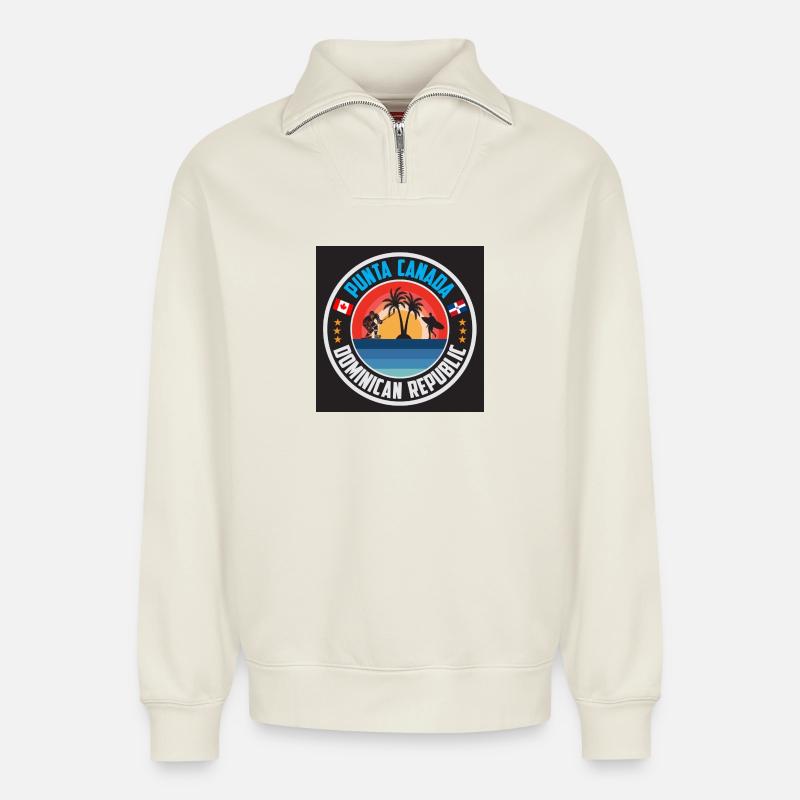 PuntaCanada 2MP - Relaxed Unisex Organic Half Zip Sweatshirt – von SPREAD - Naturweiß