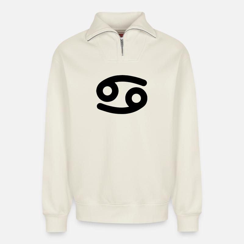 Krebs Krebs Sternzeichen - Relaxed Unisex Organic Half Zip Sweatshirt – von SPREAD - Naturweiß