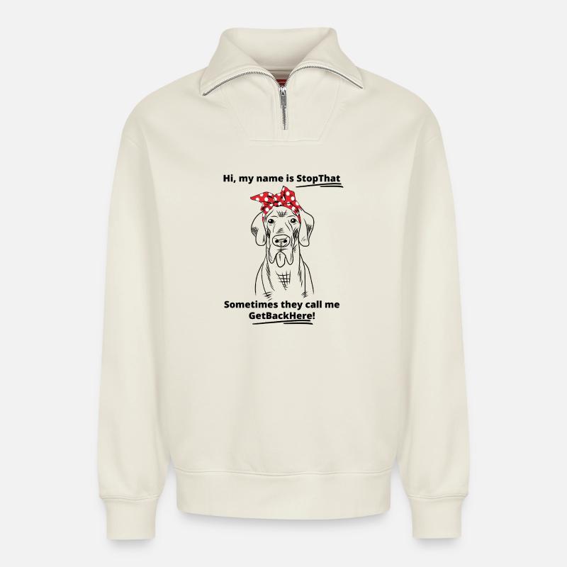 Hundeliebhaber Beagle Design - Relaxed Unisex Organic Half Zip Sweatshirt – von SPREAD - Naturweiß