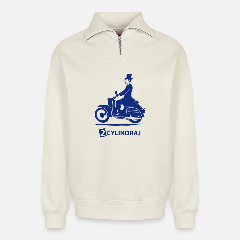 2 CYLINDRAJ - blue - - Relaxed Unisex Organic Half Zip Sweatshirt – von SPREAD - Naturweiß