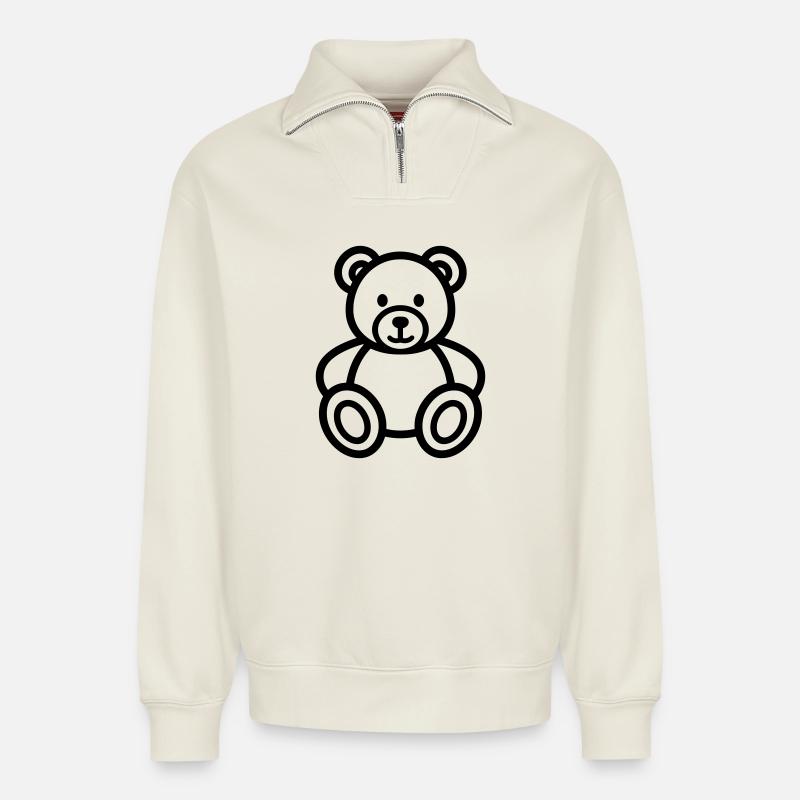 Bär - Relaxed Unisex Organic Half Zip Sweatshirt – von SPREAD - Naturweiß