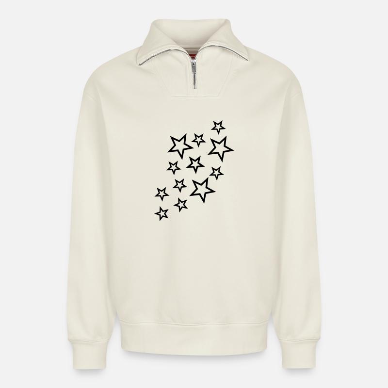 sterne und sternchen - Relaxed Unisex Organic Half Zip Sweatshirt – by SPREAD - off white
