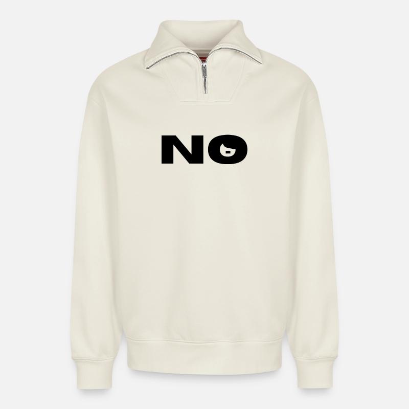 NO Nazis! - Relaxed Unisex Organic Half Zip Sweatshirt – von SPREAD - Naturweiß