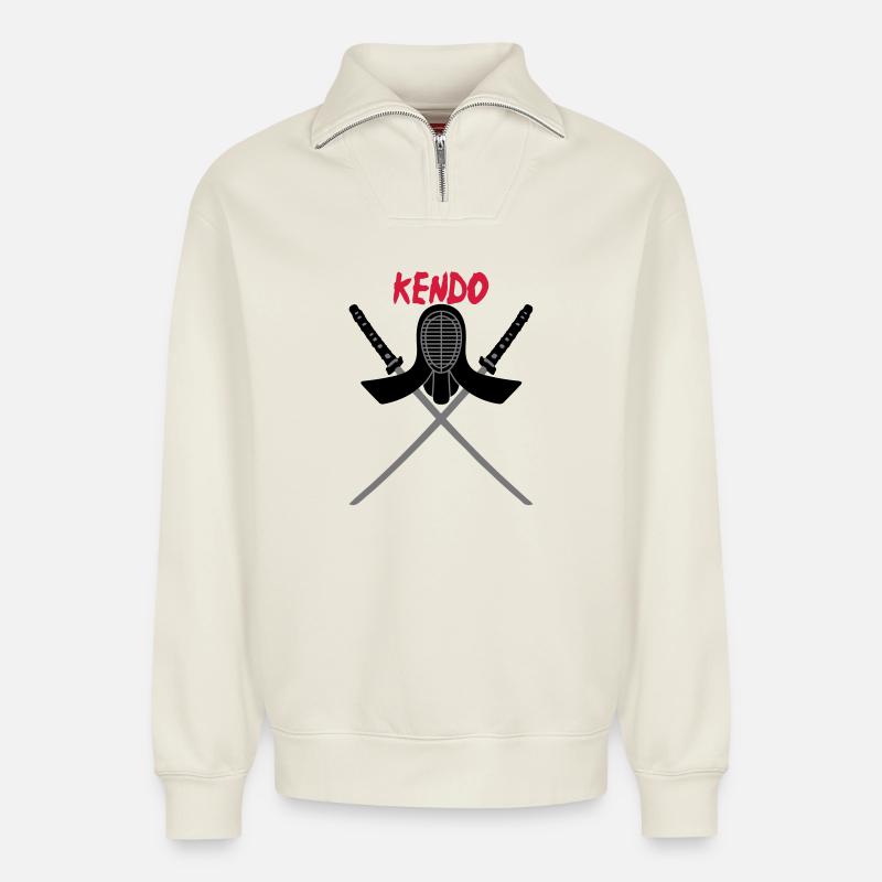 KENDO - Relaxed Unisex Organic Half Zip Sweatshirt – by SPREAD - off white