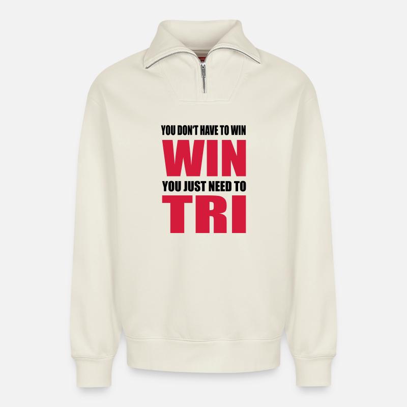 Triathlon - Relaxed Unisex Organic Half Zip Sweatshirt – von SPREAD - Naturweiß