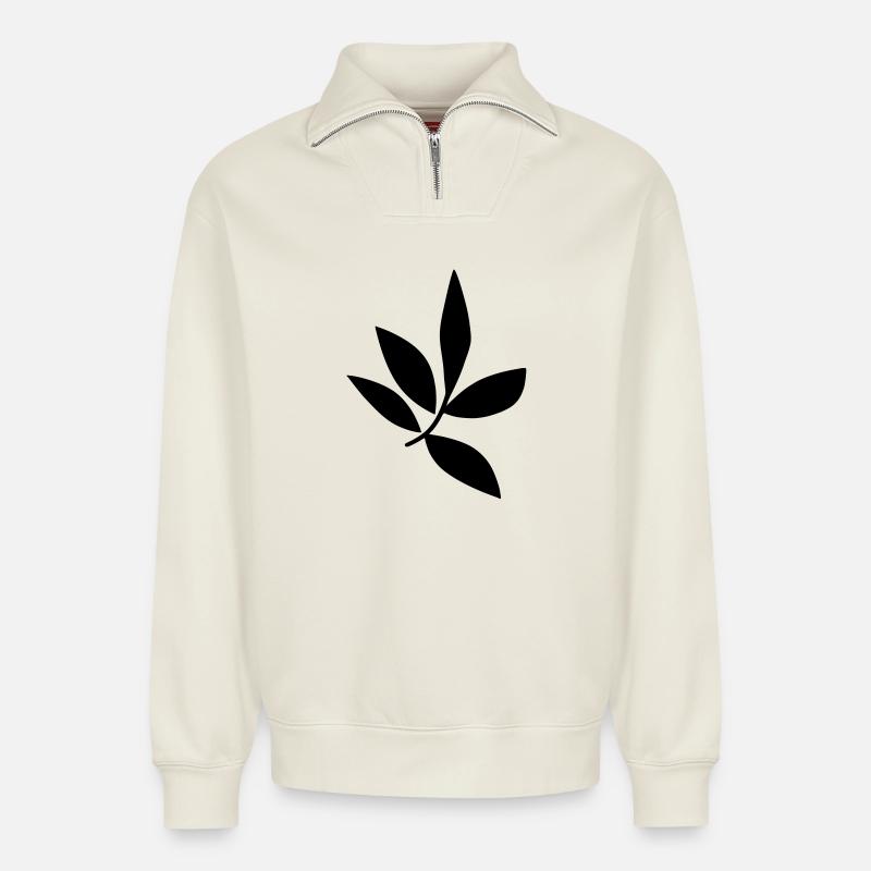 leaf - Relaxed Unisex Organic Half Zip Sweatshirt – by SPREAD - off white