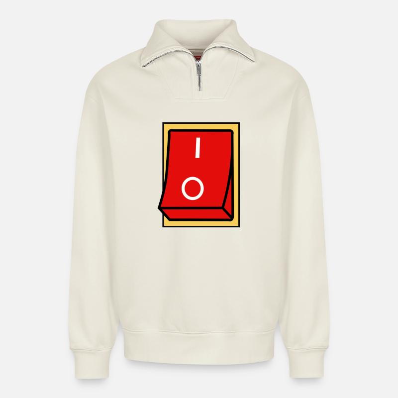 ON - OFF SCHALTER - Relaxed Unisex Organic Half Zip Sweatshirt – von SPREAD - Naturweiß