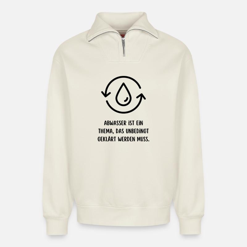 Geklärt - Relaxed Unisex Organic Half Zip Sweatshirt – von SPREAD - Naturweiß