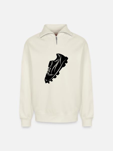 Fußballschuh transparente Schattenfigur - Relaxed Unisex Organic Half Zip Sweatshirt – von SPREAD - Naturweiß