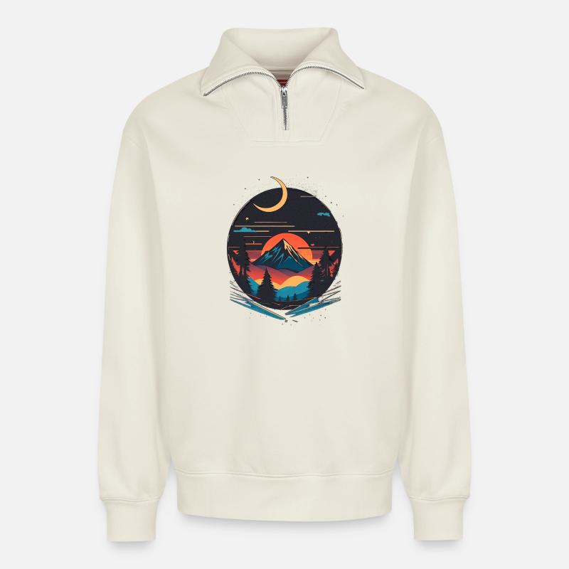 Adventure - Relaxed Unisex Organic Half Zip Sweatshirt – von SPREAD - Naturweiß