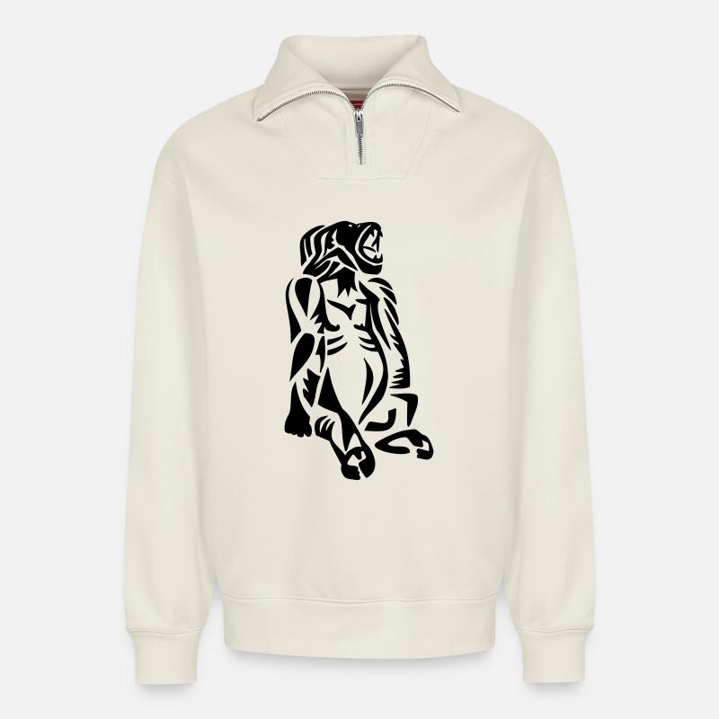 Gorilla - Relaxed Unisex Organic Half Zip Sweatshirt – von SPREAD - Naturweiß