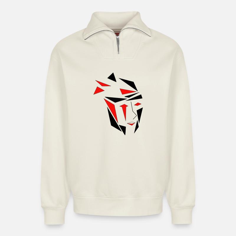 Kintsugi - Sweat unisexe décontracté en coton biologique à demi-zip – de SPREAD - blanc cassé