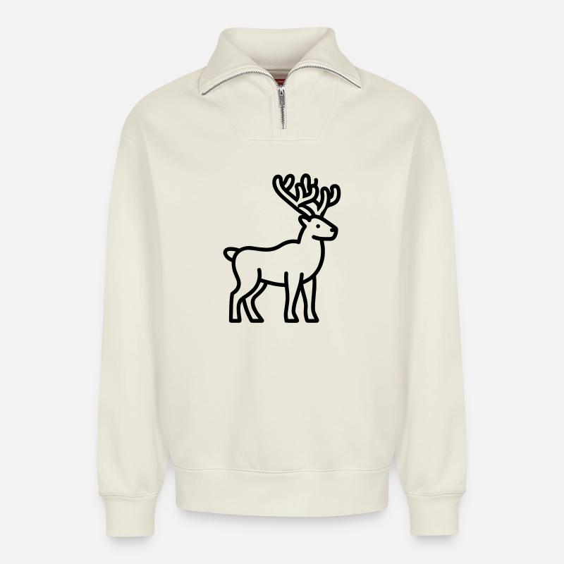 Karibu - Relaxed Unisex Organic Half Zip Sweatshirt – von SPREAD - Naturweiß