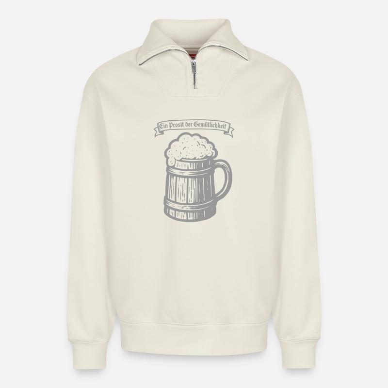 Ein Prosit der Gemütlichkeit - Relaxed Unisex Organic Half Zip Sweatshirt – von SPREAD - Naturweiß