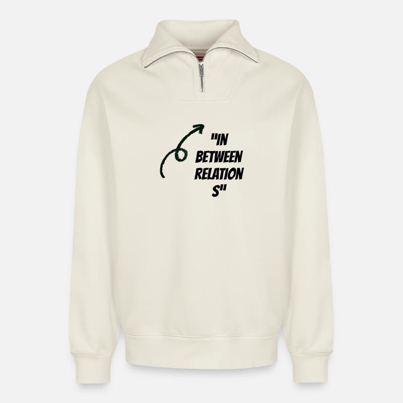 Entre les relations - Sweat unisexe décontracté en coton biologique à demi-zip – de SPREAD - blanc cassé