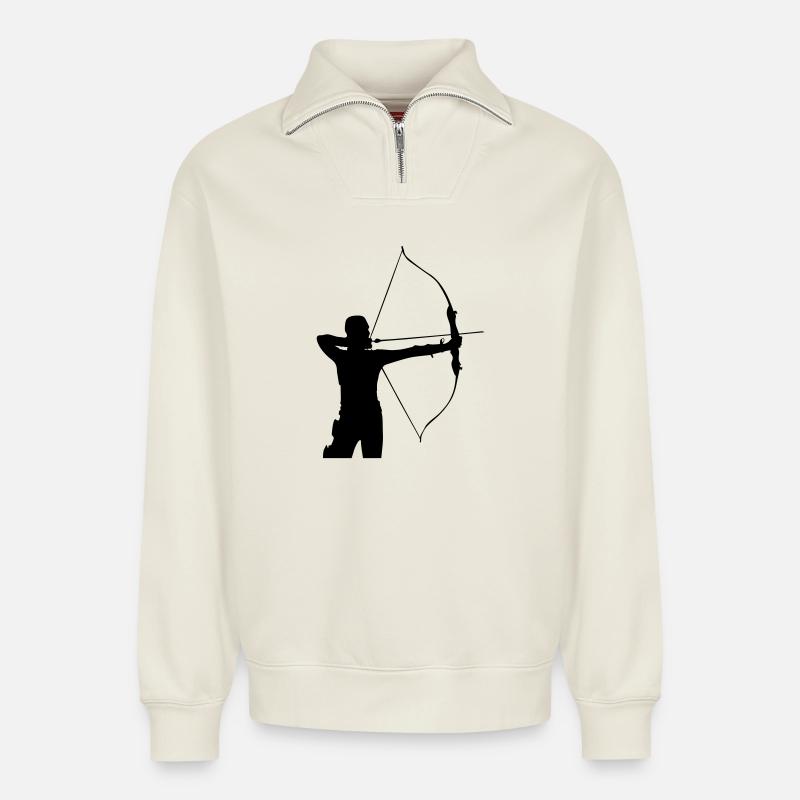 Archer - Sweat unisexe décontracté en coton biologique à demi-zip – de SPREAD - blanc cassé