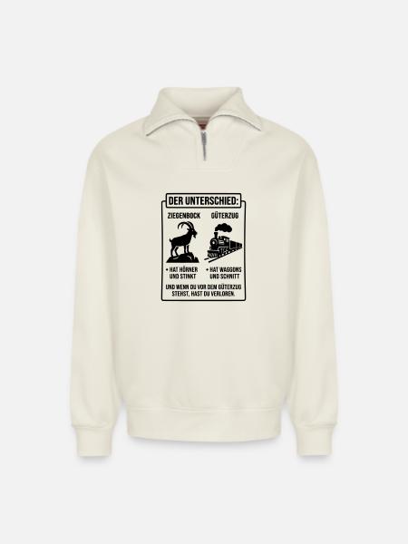 Ziegenbock vs Güterzug Meme - Relaxed Unisex Organic Half Zip Sweatshirt – von SPREAD - Naturweiß