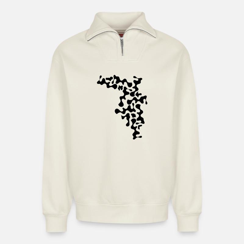 taches - Sweat unisexe décontracté en coton biologique à demi-zip – de SPREAD - blanc cassé