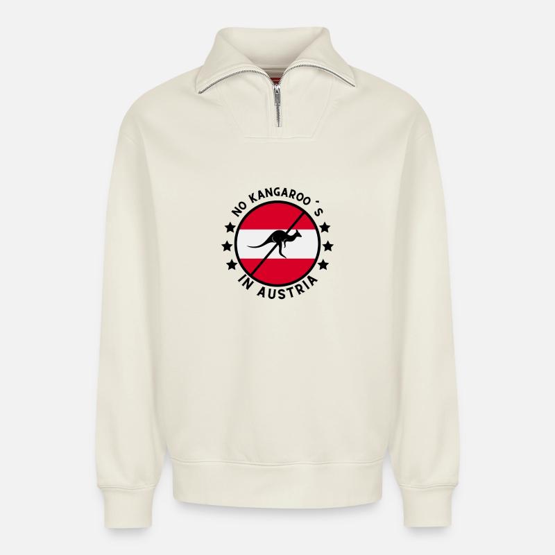 No Kangaroos - Relaxed Unisex Organic Half Zip Sweatshirt – von SPREAD - Naturweiß