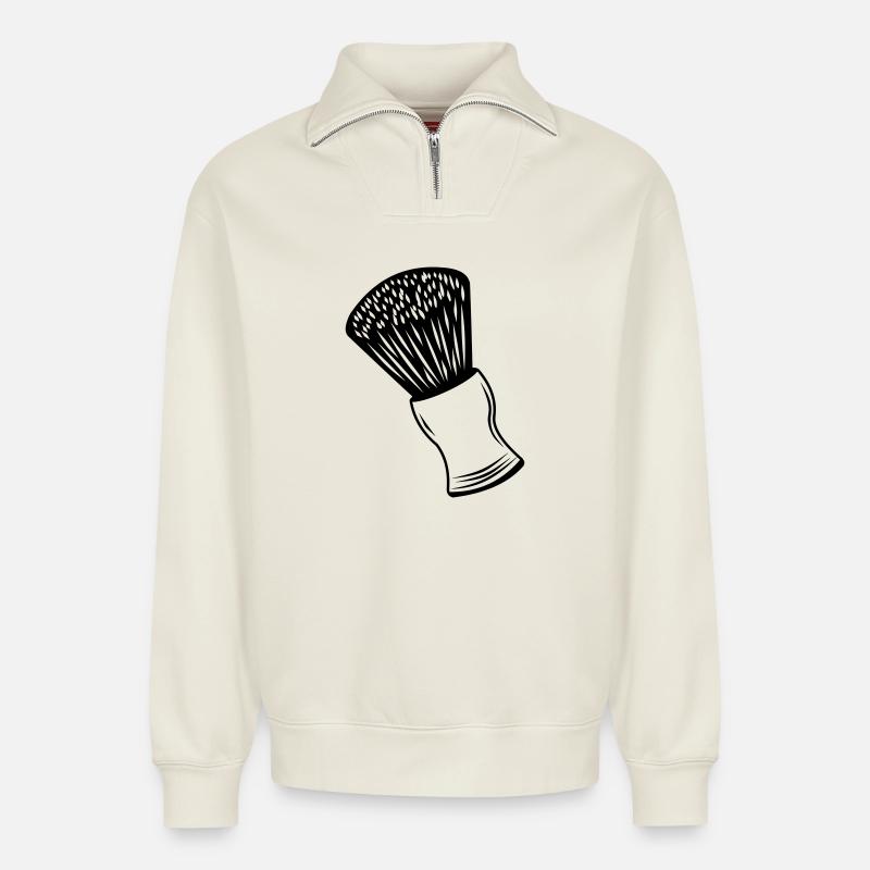 Rasierpinsel - Relaxed Unisex Organic Half Zip Sweatshirt – von SPREAD - Naturweiß