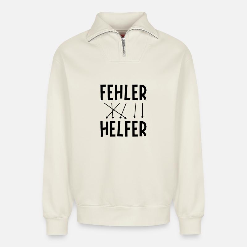Fehler sind Helfer - Relaxed Unisex Organic Half Zip Sweatshirt – von SPREAD - Naturweiß