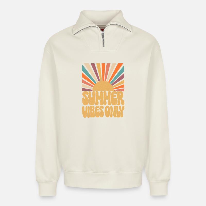Nur Sommer-Vibes - Relaxed Unisex Organic Half Zip Sweatshirt – von SPREAD - Naturweiß