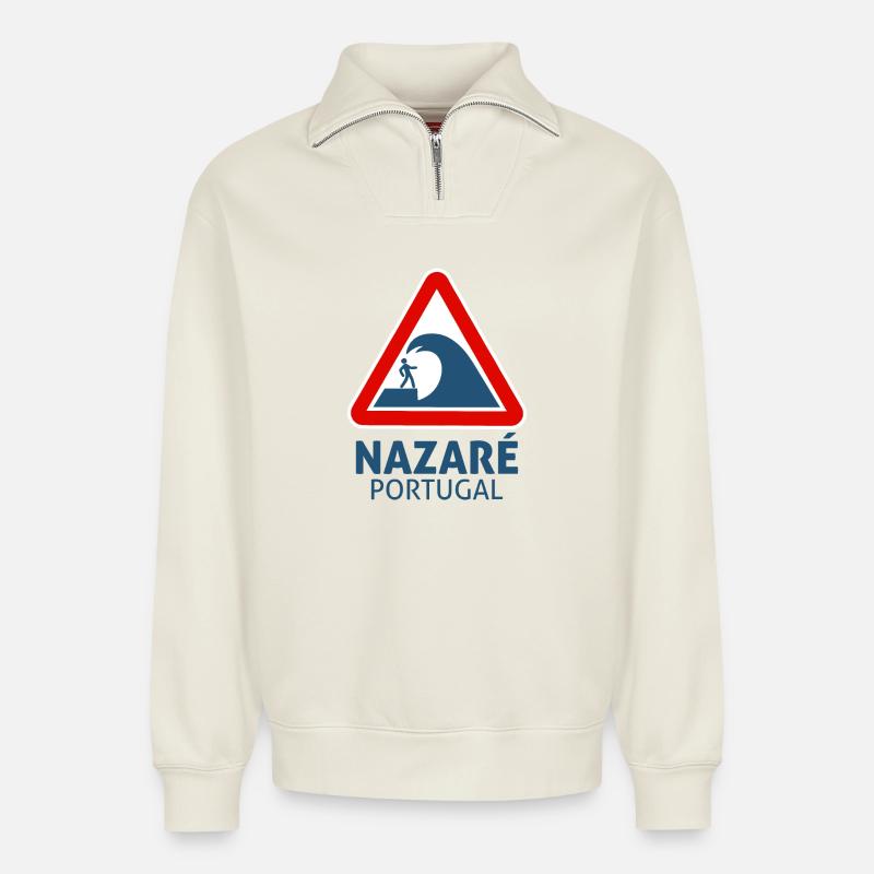 Nazaré - Relaxed Unisex Organic Half Zip Sweatshirt – von SPREAD - Naturweiß