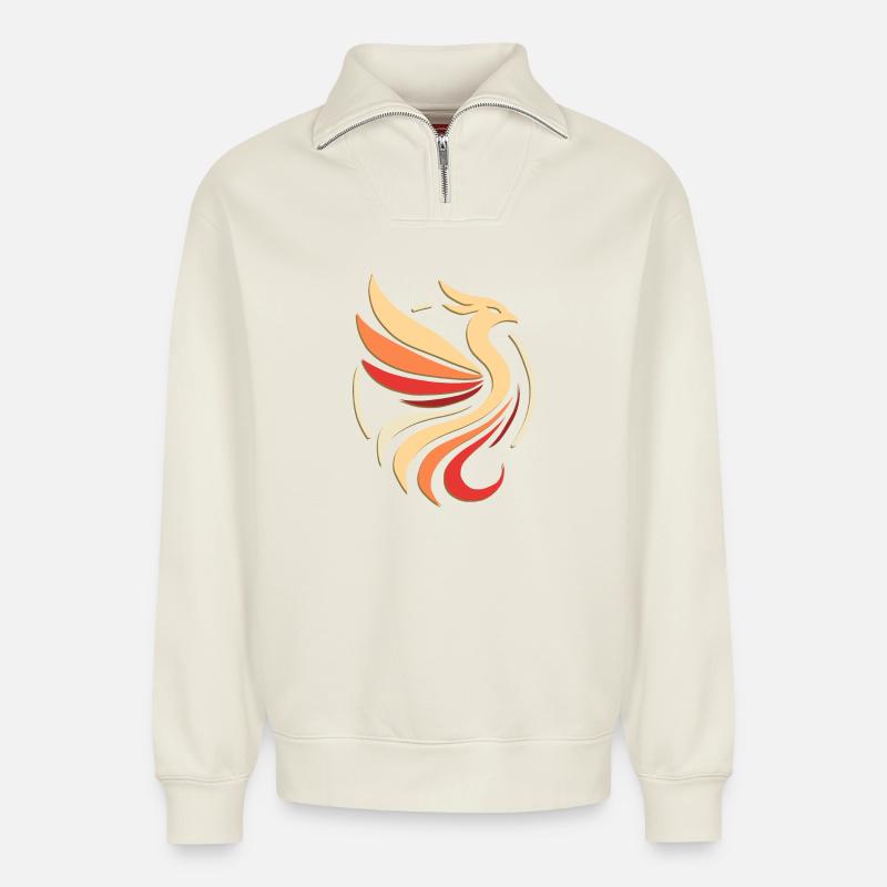Phénix - Sweat unisexe décontracté en coton biologique à demi-zip – de SPREAD - blanc cassé