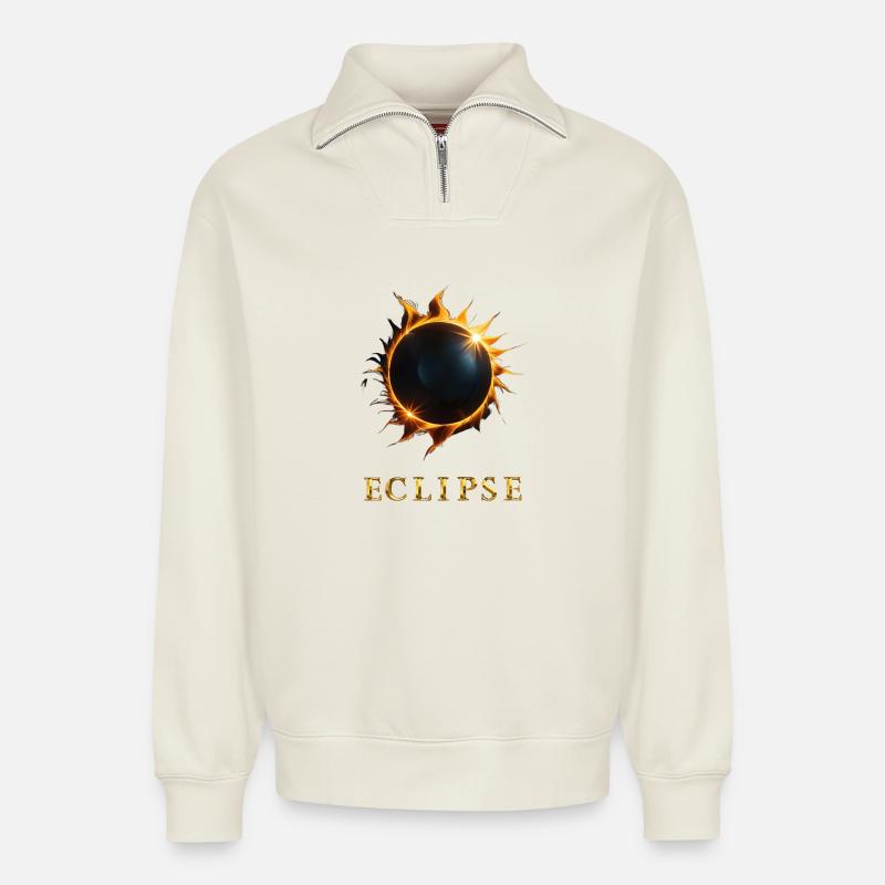 Eclipse - Relaxed Unisex Organic Half Zip Sweatshirt – by SPREAD - off white