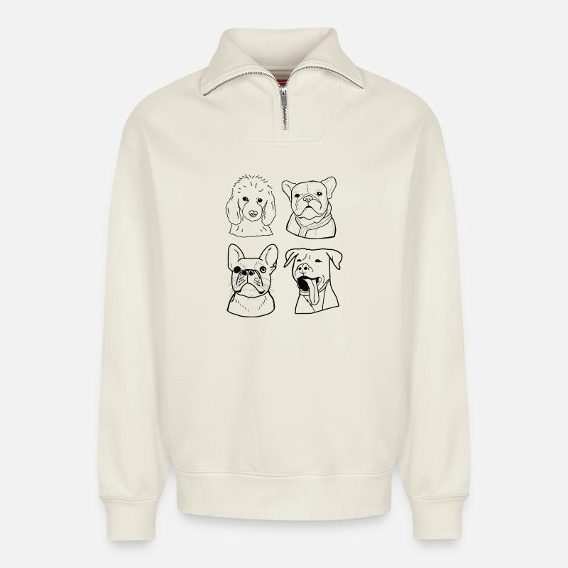 Hunde - Relaxed Unisex Organic Half Zip Sweatshirt – von SPREAD - Naturweiß