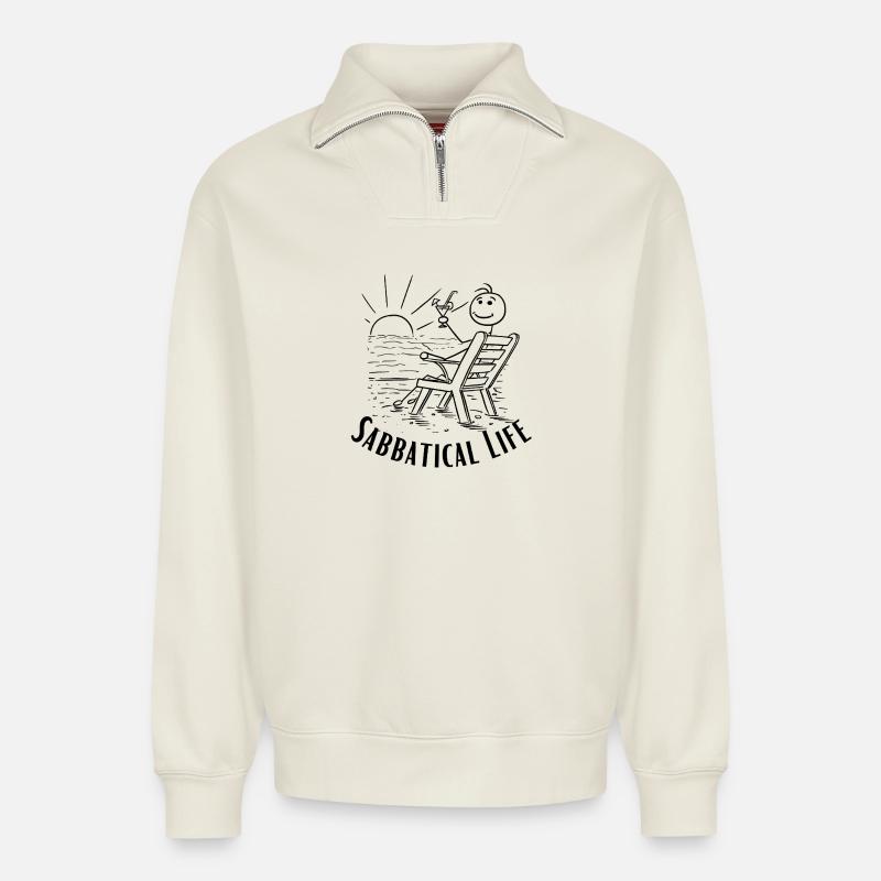 Sabbatical - Relaxed Unisex Organic Half Zip Sweatshirt – by SPREAD - off white