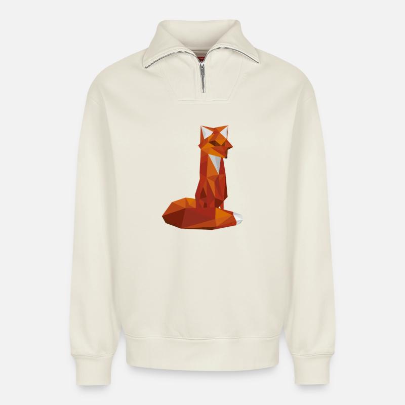 Fuchs - Relaxed Unisex Organic Half Zip Sweatshirt – von SPREAD - Naturweiß