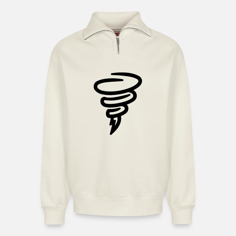 tornado - Relaxed Unisex Organic Half Zip Sweatshirt – by SPREAD - off white