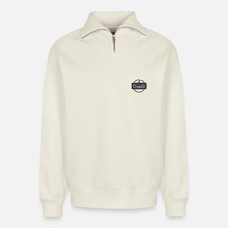 Controller - Relaxed Unisex Organic Half Zip Sweatshirt – by SPREAD - off white