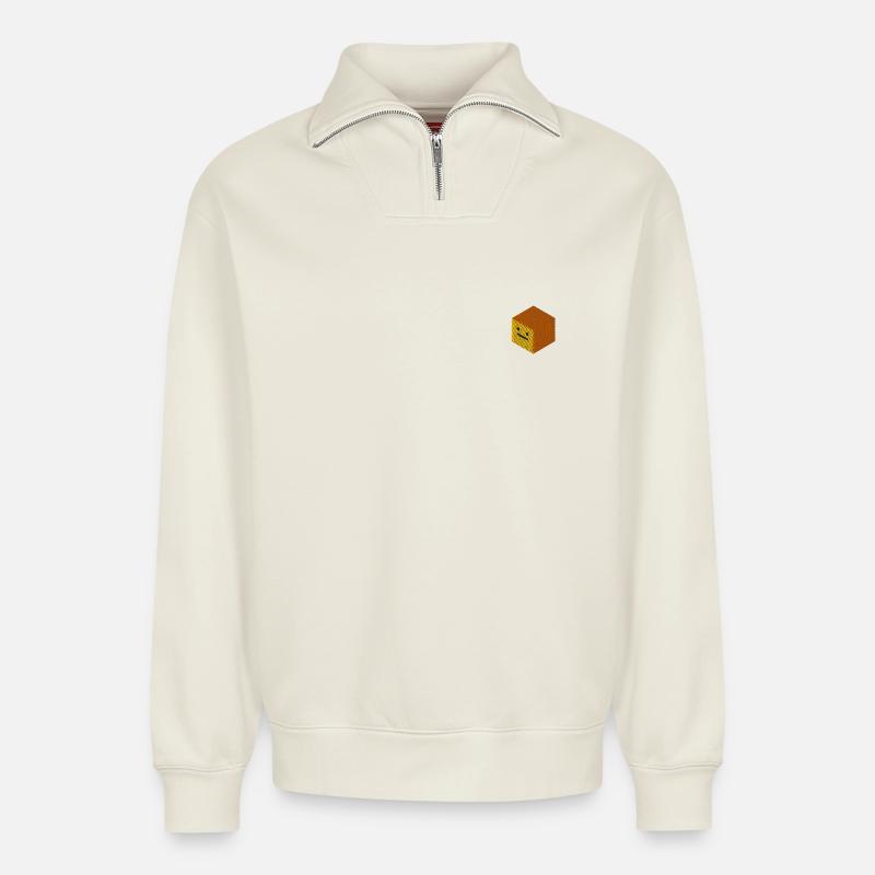 Emoji - Relaxed Unisex Organic Half Zip Sweatshirt – von SPREAD - Naturweiß