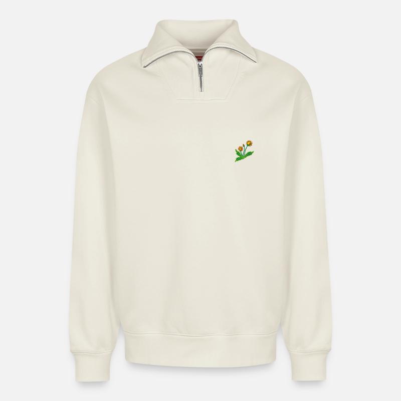 Dandelion - Relaxed Unisex Organic Half Zip Sweatshirt – von SPREAD - Naturweiß