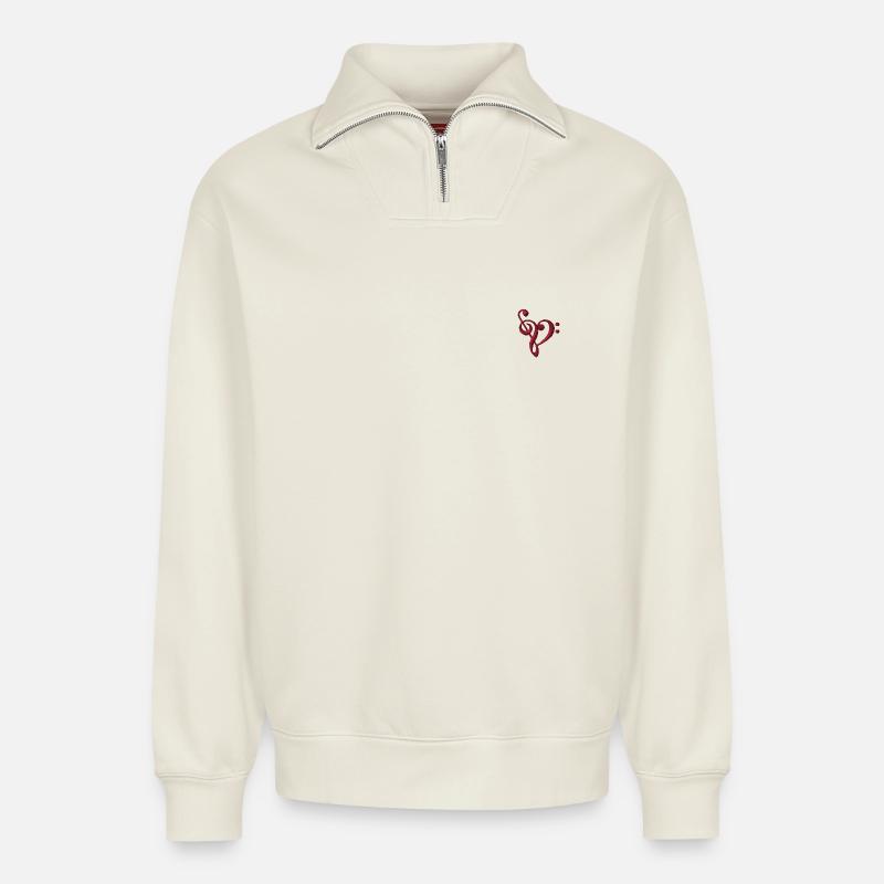 Note bestickt - Relaxed Unisex Organic Half Zip Sweatshirt – von SPREAD - Naturweiß