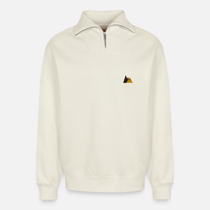 Mountains - Relaxed Unisex Organic Half Zip Sweatshirt – von SPREAD - Naturweiß