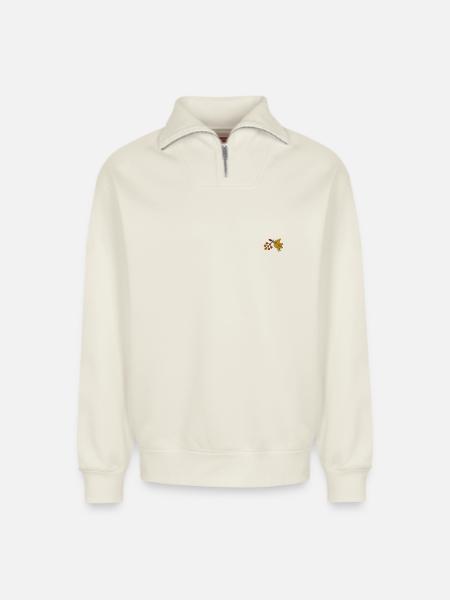 Berry bird - Relaxed Unisex Organic Half Zip Sweatshirt – by SPREAD - off white