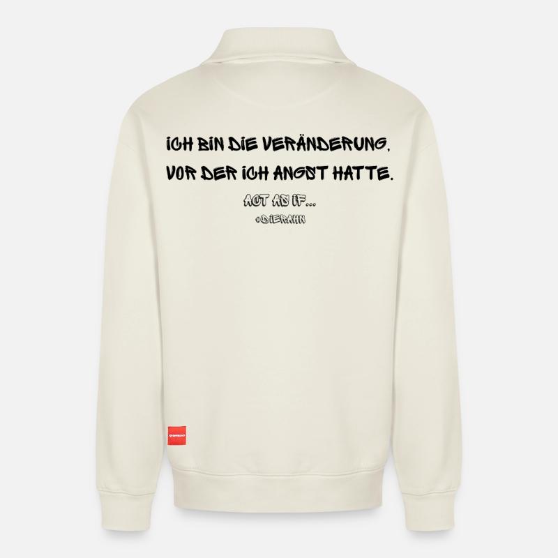 Act As If Traumdesign - Relaxed Unisex Organic Half Zip Sweatshirt – von SPREAD - Naturweiß