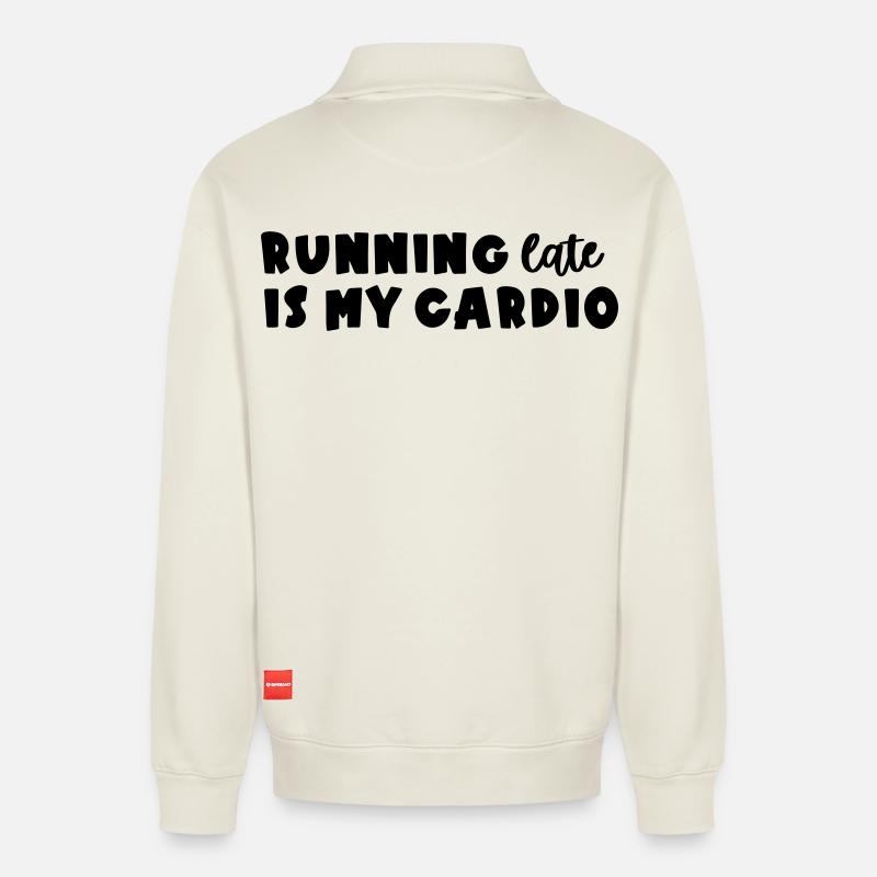 Running late - Relaxed Unisex Organic Half Zip Sweatshirt – von SPREAD - Naturweiß