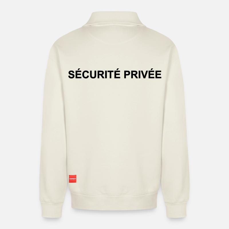 Private Sicherheit | Wachmann - Relaxed Unisex Organic Half Zip Sweatshirt – von SPREAD - Naturweiß