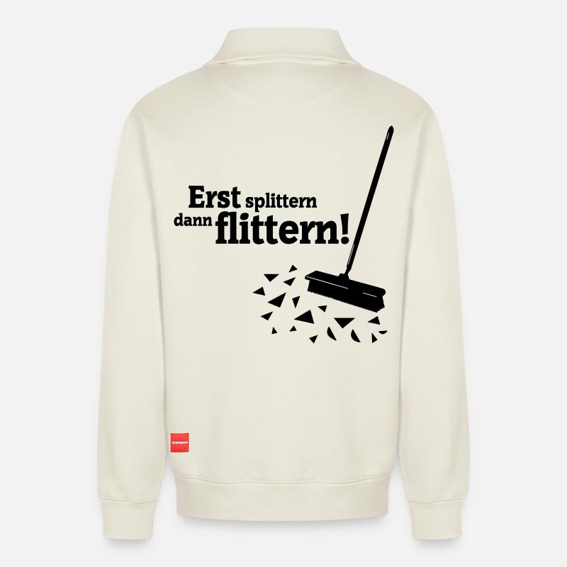 Polterabend - Relaxed Unisex Organic Half Zip Sweatshirt – von SPREAD - Naturweiß