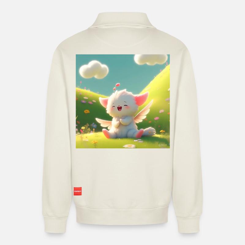 Entwurf - Relaxed Unisex Organic Half Zip Sweatshirt – von SPREAD - Naturweiß