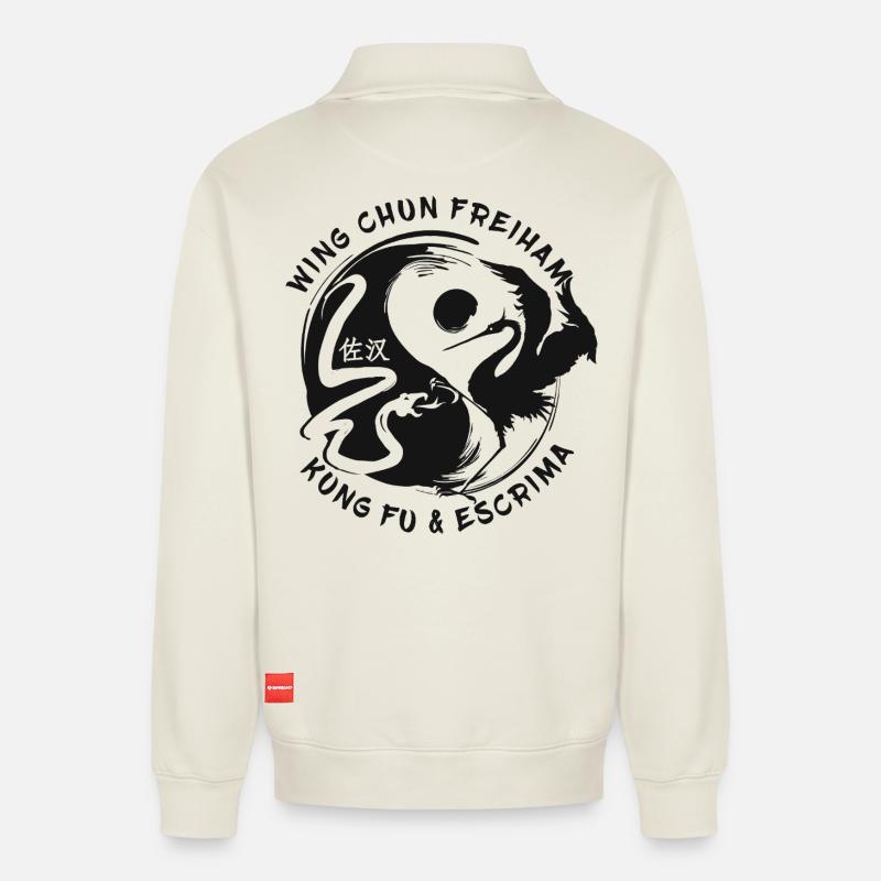 Wing Chun Kung-Fu - Relaxed Unisex Organic Half Zip Sweatshirt – by SPREAD - off white